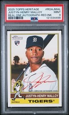 Justyn-Henry Malloy 2025 Topps Heritage Real One Auto #ROA-JMAL Red Ink /76 RC