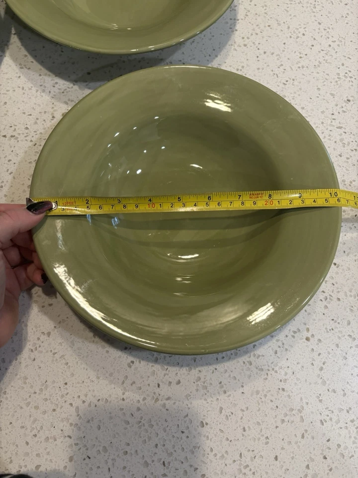 Set Of 4 Pottery Barn Sausalito Sage Green 10" Pasta Salad Bowls - Image 4 of 4