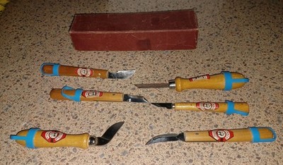 Lot of 6 Vintage Hirsch F.W.B. Werkzeuge Seit 1780 German Wood Carving Tools EUC