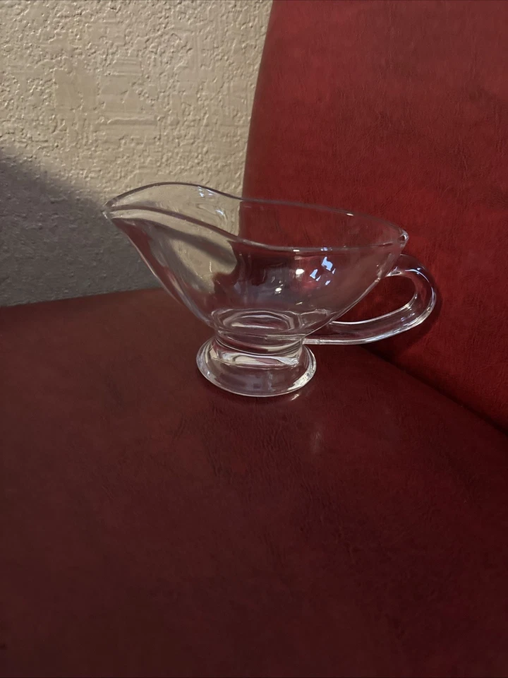 Footed Clear Glass Gravy Boat, Sauce Boat - Image 1 of 1