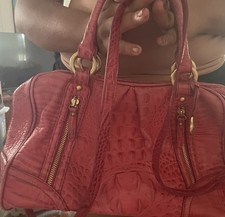 Brahmin Pink Croc Embossed Satchel Top Handle...