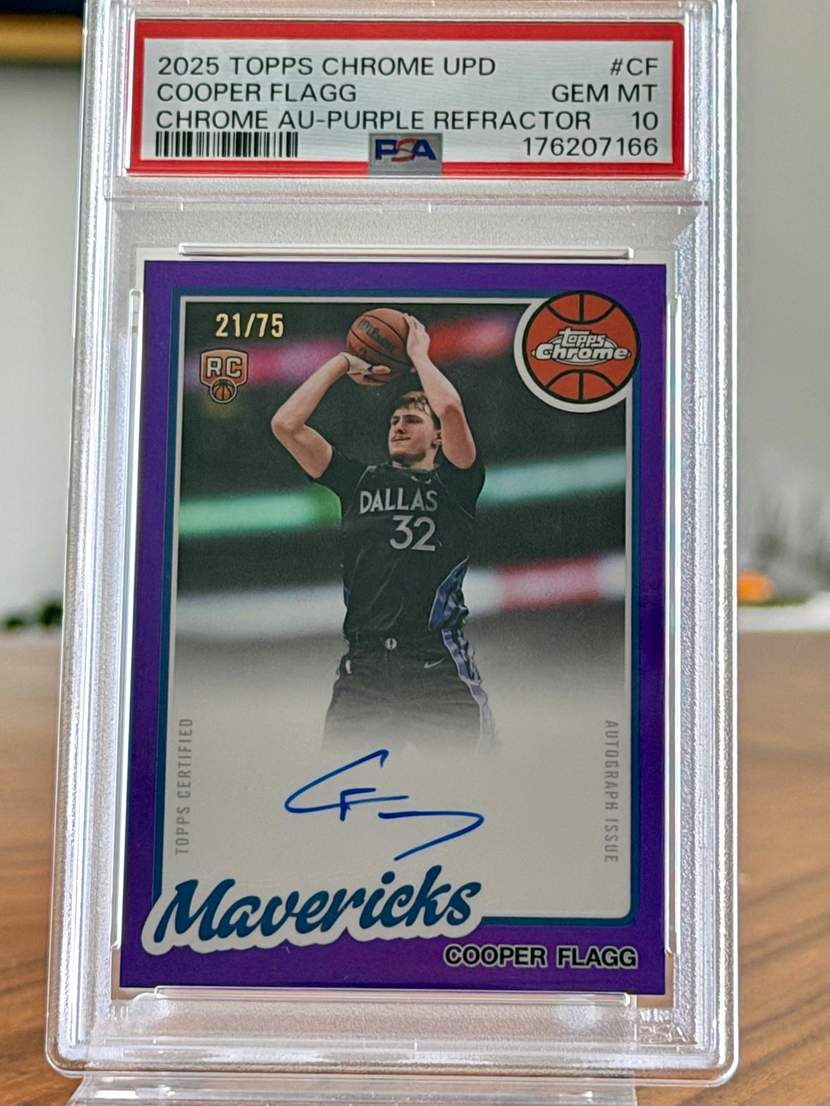 GEM MINT PSA 10 Cooper Flagg /75 RC Auto Refractor Topps Chrome Update Mavs RARE