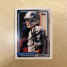 JASON HANSON SIGNED 1992 TOPPS ROOKIE CARD RC 711. rookie card picture