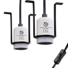 REPTI HOME Reptile Ceramic Heat Lamp Holder Heat Light Heater for Terrariums and