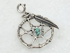 Dije atrapasueños vintage de plata esterlina estilo nativo americano turquesa