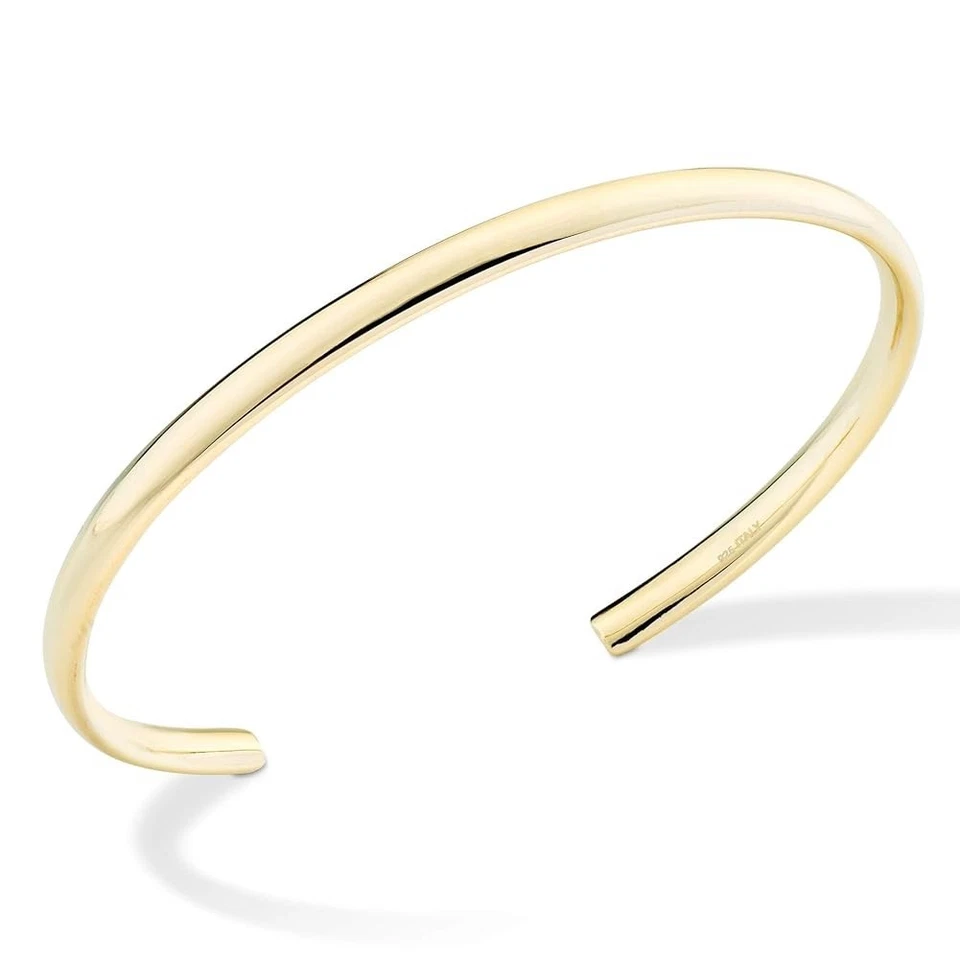 Miabella - Brazalete ajustable brazalete brazalete abierto para mujer enchapado en oro de 18 quilates de 4 mm Foto 2 de 4