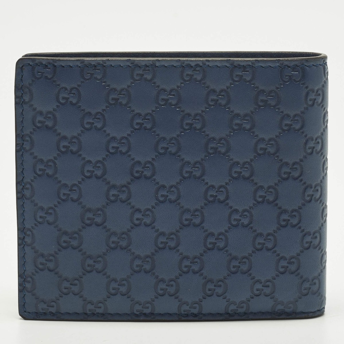 Gucci Navy Blue Microguccissima Leather Bifold | eBay