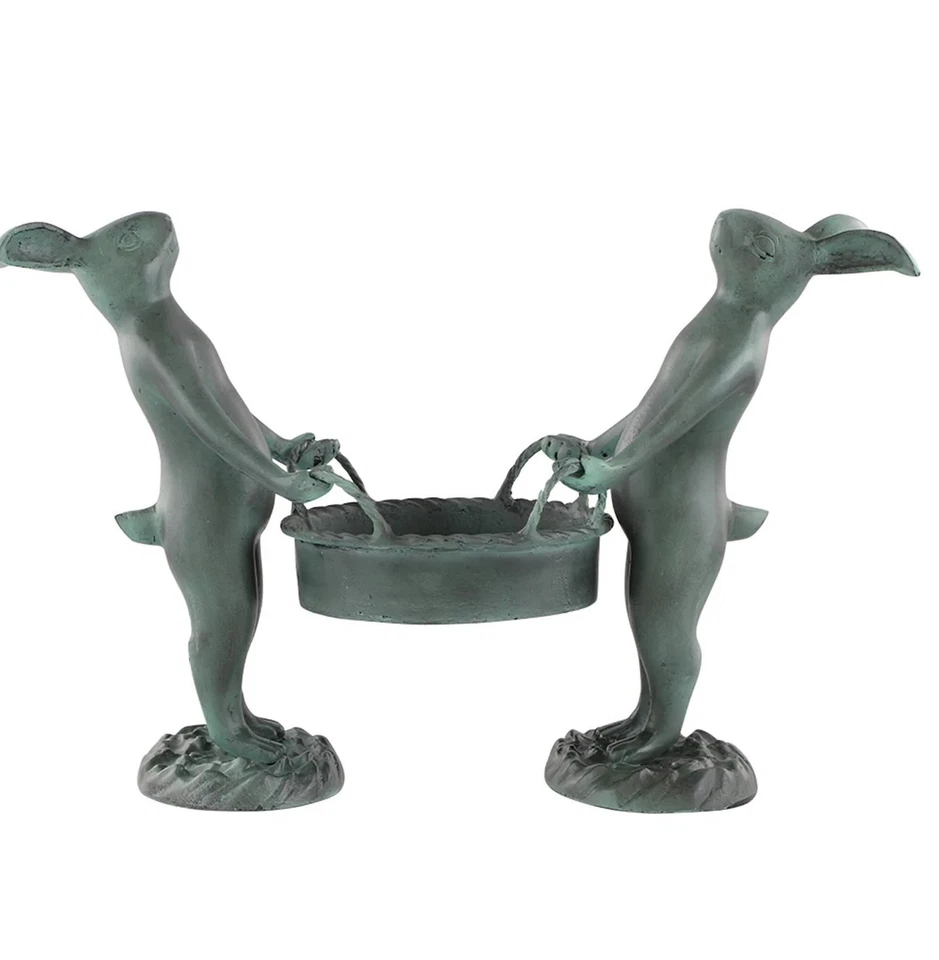 SPI家用铸铝兔子园丁植物盆架15.5英寸高 — 第 2/4 张图片