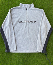 Old Navy Men's Fleece 1/4 Zip Pullover Sweatshirt Gray XL Logo Mock Neck
