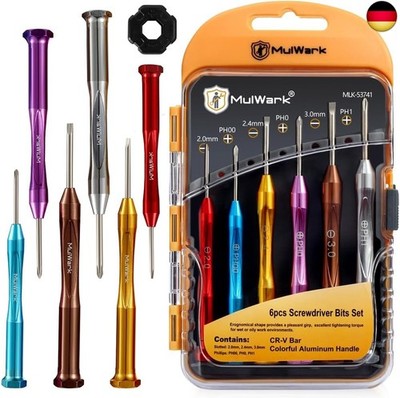 MulWark 6-teiliges Magnetisches Mikro Präzisions Schraubendreher Set - Mini 