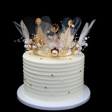 Flowers Mesh Pearls Crown Cake Topper For Weddings, Parties, Costume, Cosplay...