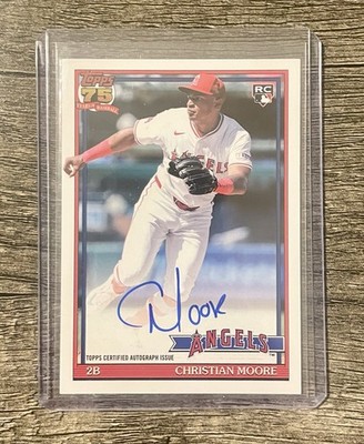 2026 Topps Series 2 - Christian Moore RC 1991 Topps Baseball On Card Auto Angels