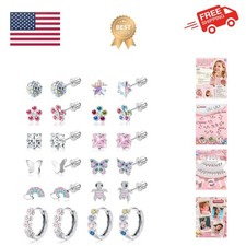 Hypoallergenic Surgical Stainless Steel Earrings for Girls Kids Women - 12 Pa...