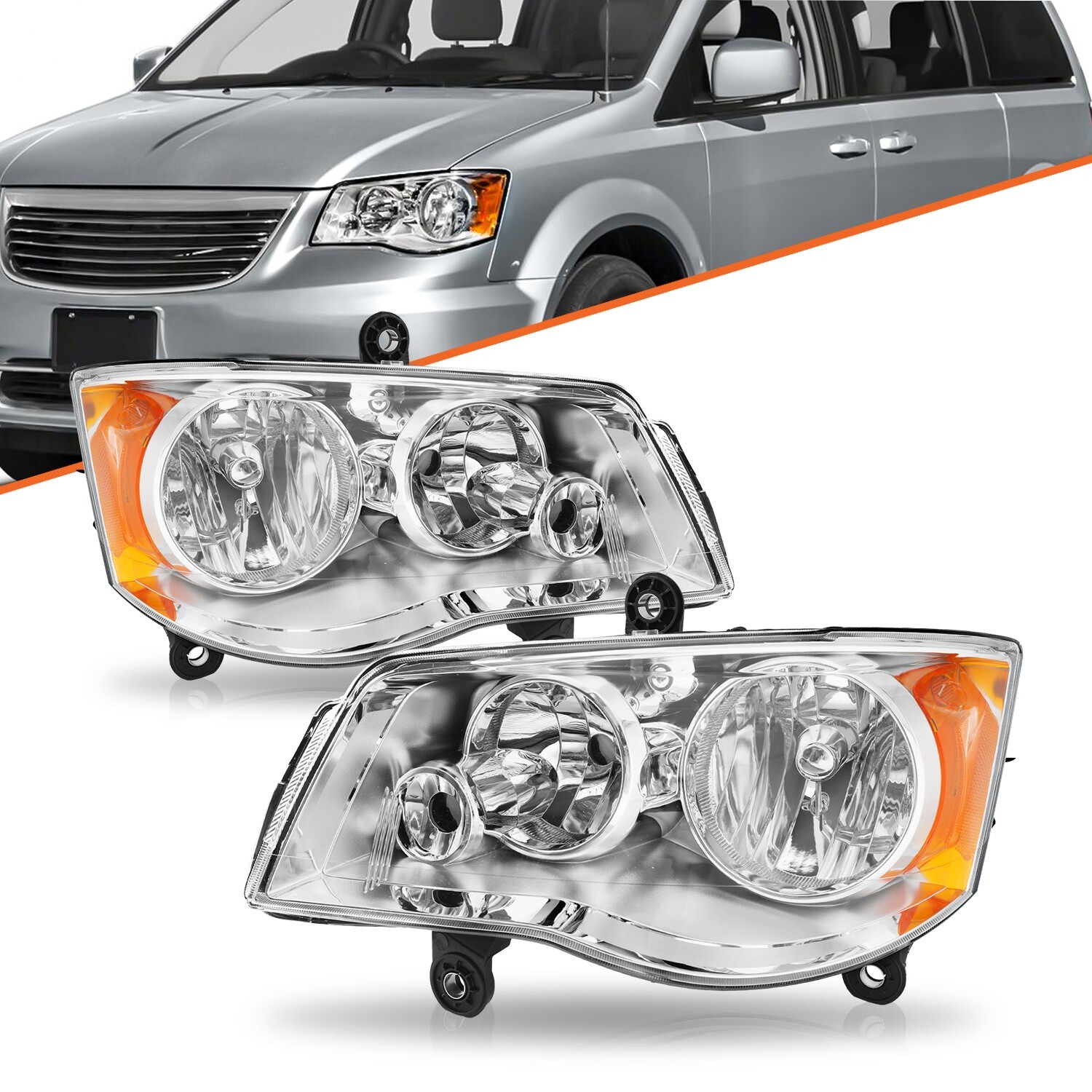 For 2008-2016 Chrysler Town&Country 2011-2020 Dodge Grand Caravan 2Pcs Headlight