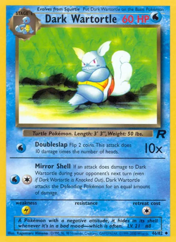 Dark Wartortle - 46/82 - Pokemon Team Rocket Unlimited Card NM
