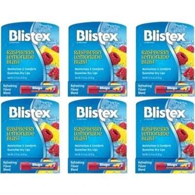 6 Pack Blistex Raspberry Lemonade Blast Fruit Blend Lip Balm  .15 Oz Each