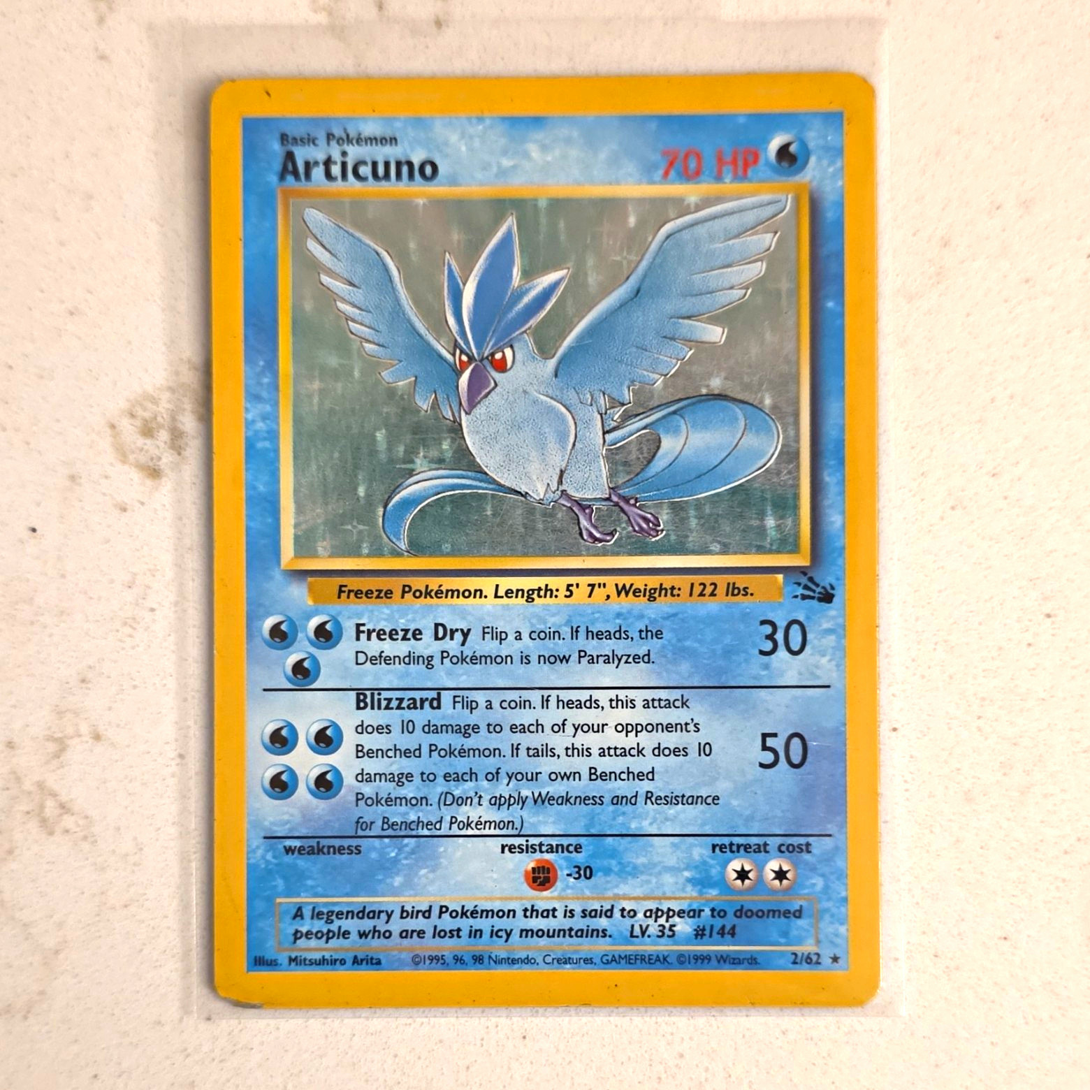 The Pokemon Company Articuno 2/62 Fossil Holo Rare Unlimited 1999 English 70 HP