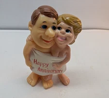 Happy Anniversary Russ Berrie Co Vintage Plastic Wedding Couple Naked Banner
