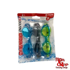 UV Protection 3-Pack Dolfino Water Beach Swim Goggles Kids Children Age 7+ Smoke