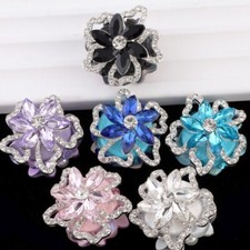 2x Shiny Flower Beads Rotatable Straight Hole Pendant Charm Decors Keychain DIY