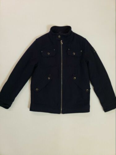 Grand manteau laine diesel jeunesse bleu marine jeunes poches poitrine zippée complète d'occasion - Photo 1/18