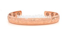 Flower - Solid Copper High Power Magnetic Bangle Bracelet Cuff - BG50C