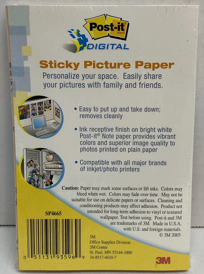 2-Packages 3M Post-It Digital Sticky Picture Paper For Inkjet/Photo Printers 4x6 - Image 4 of 4