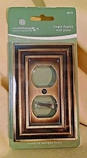 SINGLE DUPLEX WALL PLATE NEW BETSY FIELDS LIBERTY 65174 TUMBLED ANTIQUE BRASS.