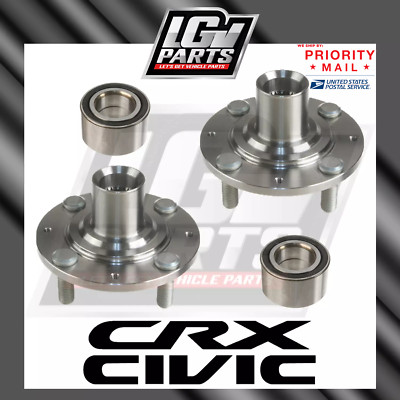 2 NEW FRONT WHEEL HUB & BEARING SET FOR 1988-1991 HONDA CRX 88-91 CIVIC SEDAN