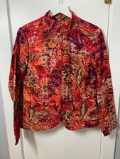 Coldwater Creek Women' Floral Wearable Art L/S Cotton BOHO Jacket SZ S NWOT