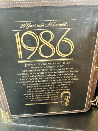 Vntg 20 Years w/ McDonald's 1967-1987 Wooden Binder Award Book Franchise Owner - Picture 24 of 24