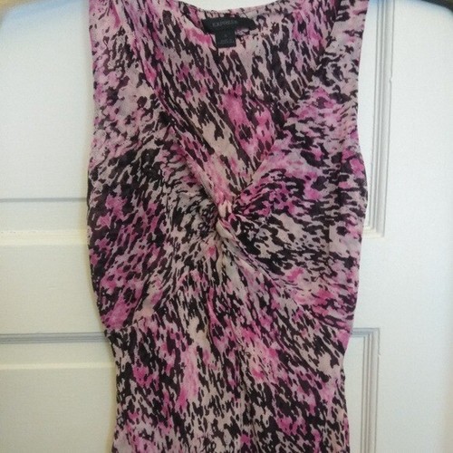 Express pink and black sleeveless animal print V neck medium summer tank top - Picture 3 of 5