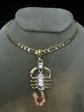 ALACRAN ORO LAMINADO CZs + 24'CADENA/2COLORS U CHOOSE GPed /SCORPION & CZs/CHAIN