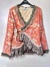 Almost Famous Orange Wool Blend Embellished Lace Trim Ornate Jacket Size Uk 10