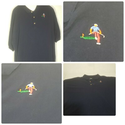 Men's Polo Navy Blue Golf Shirt Man Breaking Golf Club 2XL Funny Gift Hacker