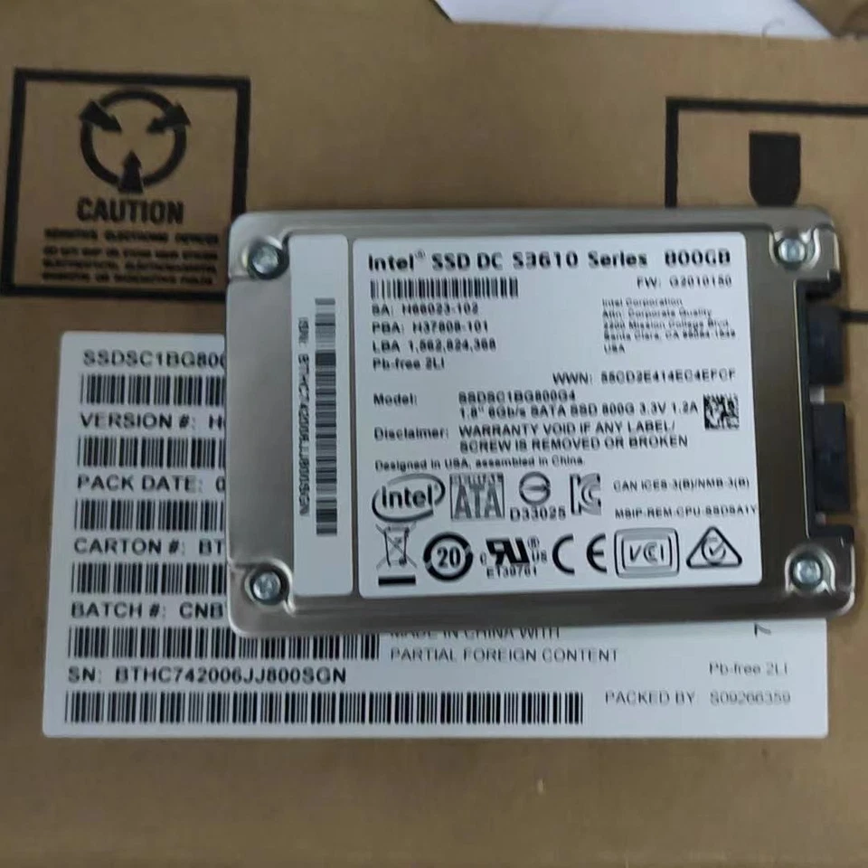 3.3V SATA Drive State 800GB 800G Solid Series Intel SSD SSDSC1BG800G4R 1.8"S3610 - Image 2 of 4