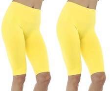 2 Pack Women's Seamless Stretch Yoga Exercise Shorts 19" Length Neon Yellow