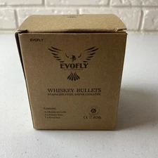 NOB Evofly Whiskey Bullets Stainless Drink Chillers In Wooden Box Set Of 6