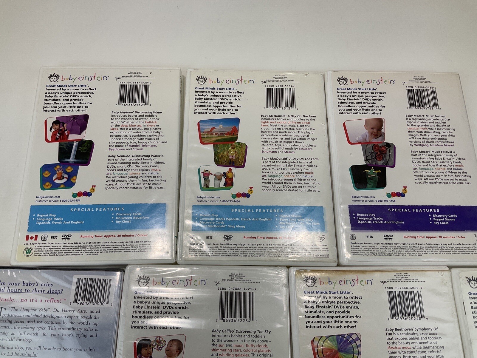 Baby Einstein Disney Toddler Movie Lot 6 DVDs + Happiest Baby on the Block eBay