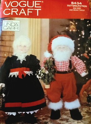 NEW Vogue Linda Carr Craft Pattern 8434 Mr/Mrs Claus 26'' w Clothes*Face Transfer