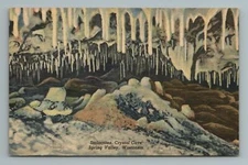 Stalactites, Crystal Cave, Spring Valley, Wisconsin Postcard