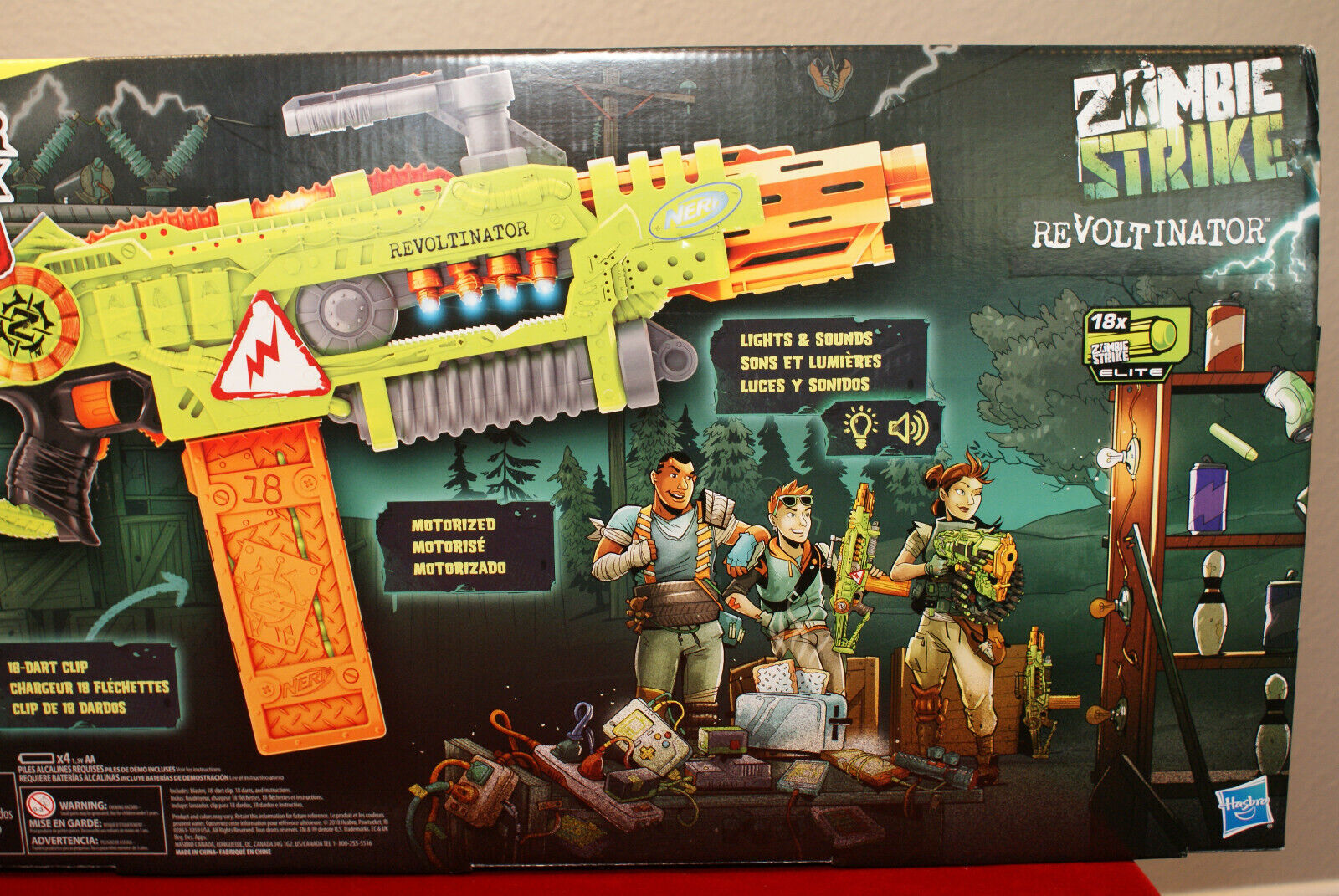 NERF Revoltinator Zombie Strike Toy Blaster with Motorized Lights Sounds &  18 Official Darts for Kids, Teens, & Adults