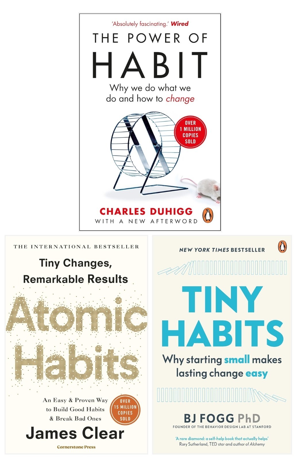 Tiny Habits, Atomic Habits, The Power of Habit 3 Books Collection Set