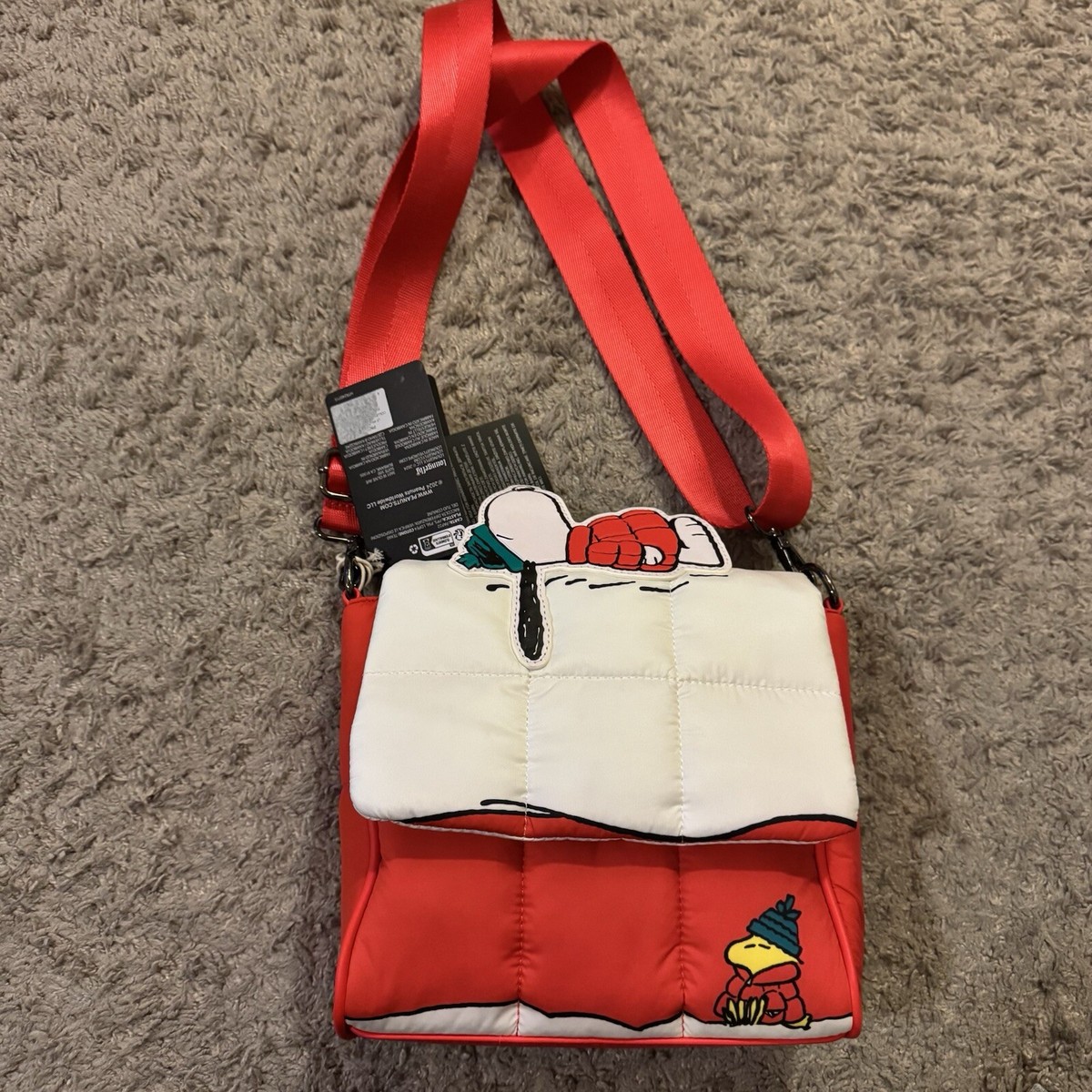 NWT Loungefly Peanuts Snoopy Woodstock Puffer Crossbody Bag