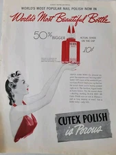 1941 Cutex riot red nail polish worlds most beautiful bottle vintage ad