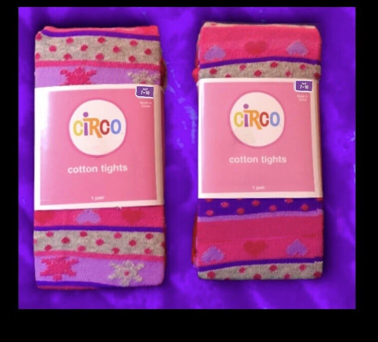 2 Pairs Circo Cotton Knit Tights Girl's Size 7-10 Pink,purple,NWT - Image 4 of 4