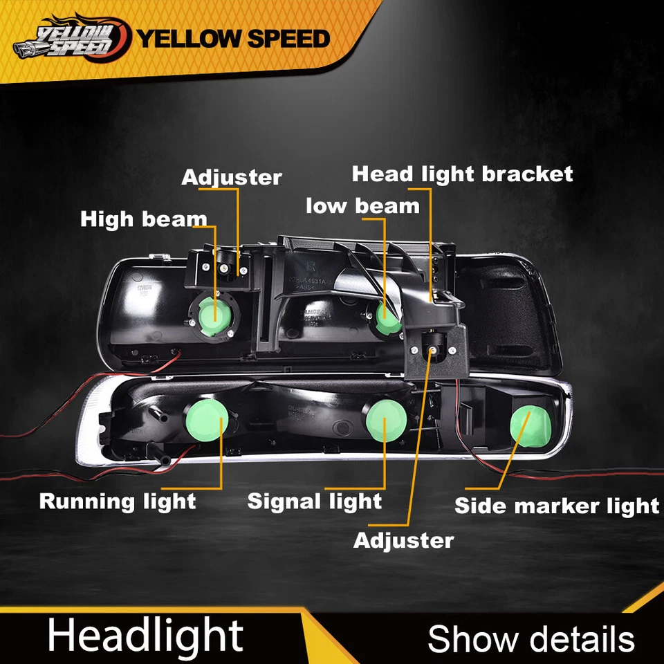 LED DRL Chrome Headlights+bumper Lamps Fit For 99-02 Chevy Silverado 00-06 Tahoe - Imagen 3 de 4