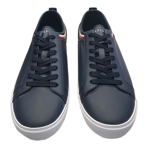 NUEVO CON ETIQUETAS TOMMY HILFIGER ZAPATOS DEPORTIVOS CON CORDONES DE CUERO AZUL MARINO PARA HOMBRE TALLA 13 - Imagen 2 de 6
