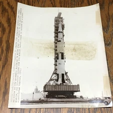 Apollo 16 Saturn V Rocket On Cape Kennedy Launch Pad Original Press Photo 1972