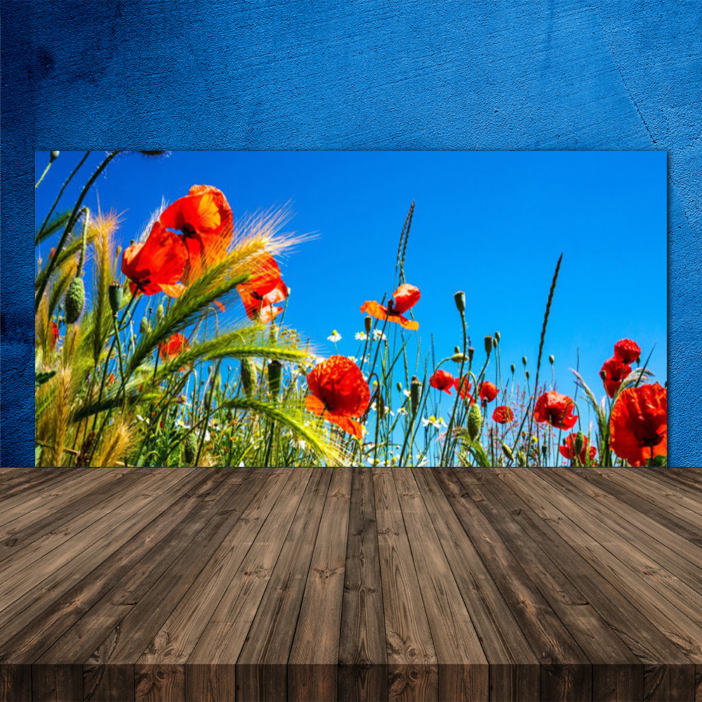 Crédence de cuisine en verre de luxe motif fleurs 120x60 cm finition haute définition